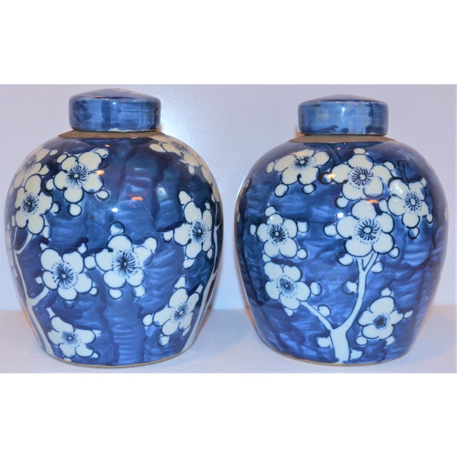 Chinoiserie Ginger Jars With Cherry Blossoms a Pair Chairish