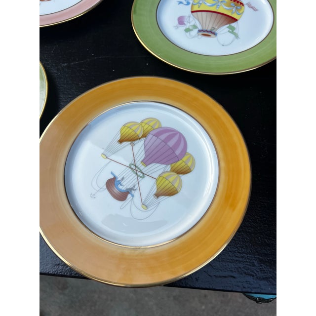 1970s 1970s Limoges Hot Air Balloon Plates Set of 4 For Sale - Image 5 of 7