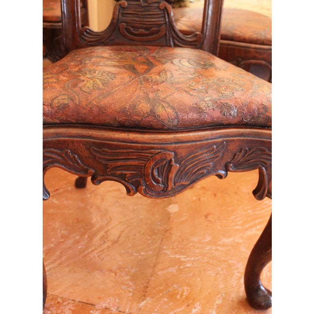 Set of Six Dining Chairs With Leather Seats, Portuguese or Spanish Rococo, 18th Century For Sale - Image 11 of 18