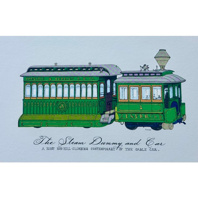 Set of 10 Vintage San Francisco Cable Car & Streetcar Lithograph Prints — Railway & Locomotive Historical Society For Sale - Image 4 of 8