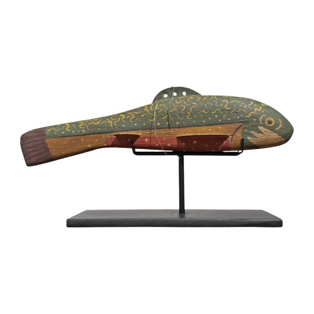 Collection of Five Vintage American Fishing Decoys on Custom Mounts For Sale - Image 10 of 15