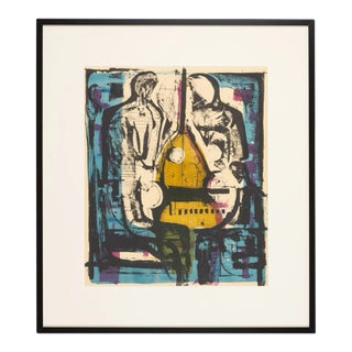 Double Bass, Color Lithograph, Framed For Sale