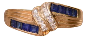 The Reading: Vintage Yellow Gold Sapphire and Diamond Ribbon Ring