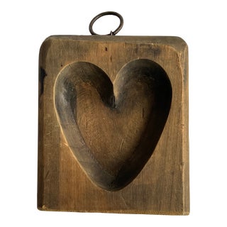 Hand-Carved Vintage Heart Cookie Mold For Sale
