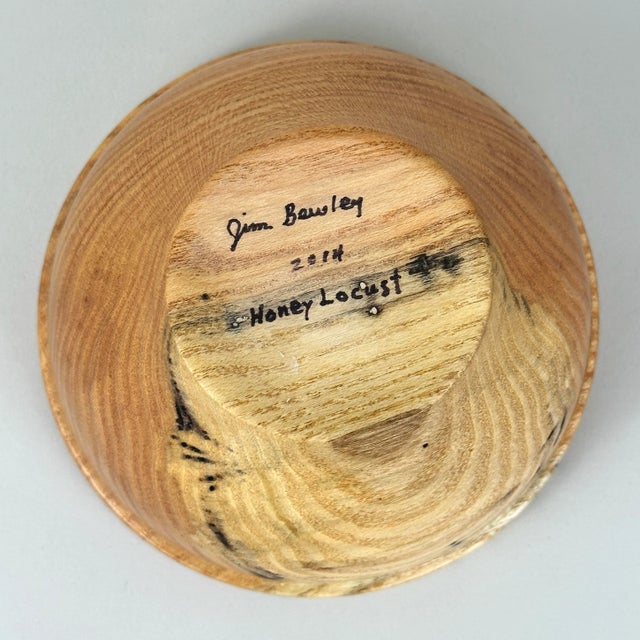 Vintage Studio Craft Turned Maple Bowl and Turned Honey Locust Bowl, Signed For Sale - Image 9 of 9