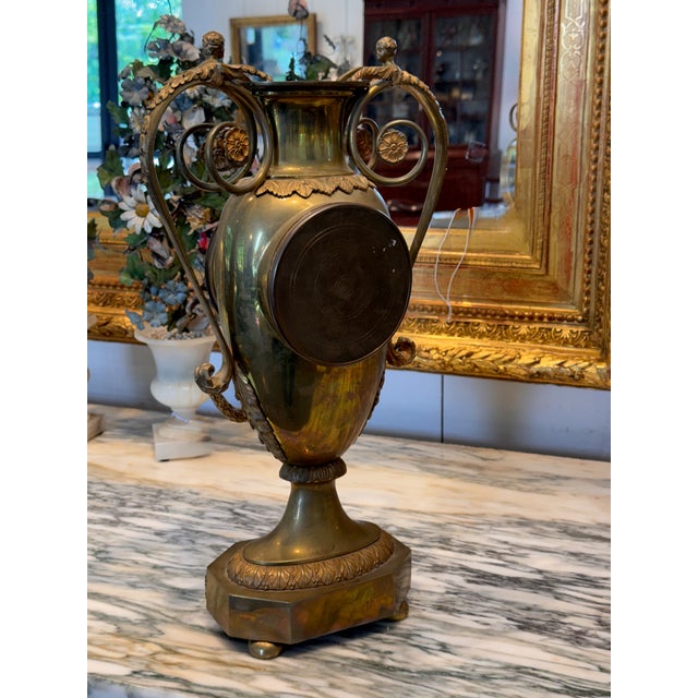 19th Century Neoclassical Brass Urn Clock For Sale - Image 12 of 13
