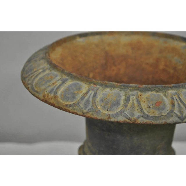 Metal Antique Cast Iron 12.5" French Classical Small Urn Garden Flower Planter Pot For Sale - Image 7 of 10