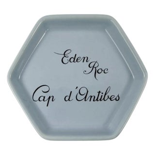 Vintage Hotel Eden Roc Cap d'Antibes Blue Ceramic Ashtray France French Riviera For Sale
