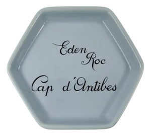 Vintage Hotel Eden Roc Cap d'Antibes Blue Ceramic Ashtray France French Riviera