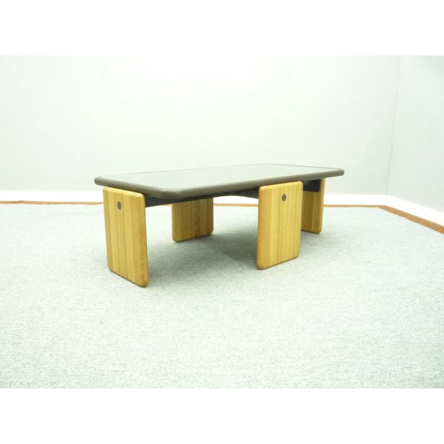 Very rare leather & glass coffee table by Otto Zapf. First-hand and bought by Möbel Behr in the 1978s. Good condition with...