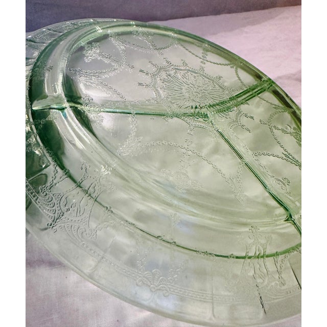 1950s Vintage Anchor Hocking Cameo Green Depression Glass Grill Plate Set of 5 For Sale - Image 5 of 5