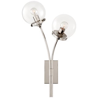 Kate Spade New York for Visual Comfort Signature Prescott Right Sconce in Polished Nickel with Clear Glass For Sale
