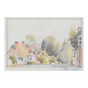 1945 Helen Smith English Village Watercolor