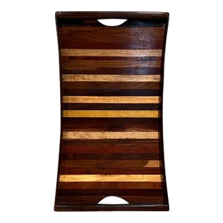 1970s Don Shoemaker for Señal Service Tray Exotic Wood For Sale