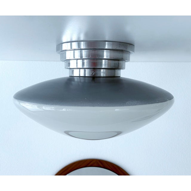Modern French Art Deco Glass Pendant Light by Mazda, 1930s For Sale - Image 3 of 18