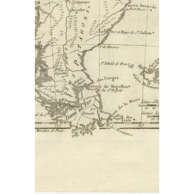 Chile from Peru to Cape Horn Enlightenment Map by Rigobert Bonne, 1780s For Sale - Image 10 of 12