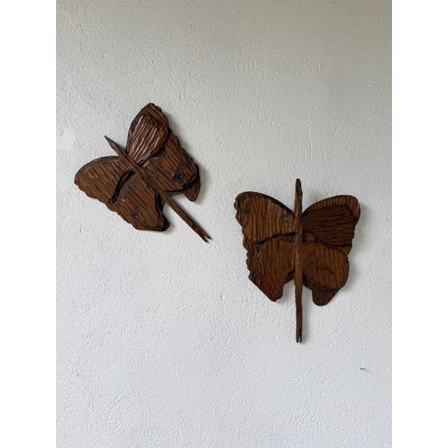 Early 20th Century Antique Butterfly Wall Decorations, 1900s, Set of 2 For Sale - Image 5 of 18