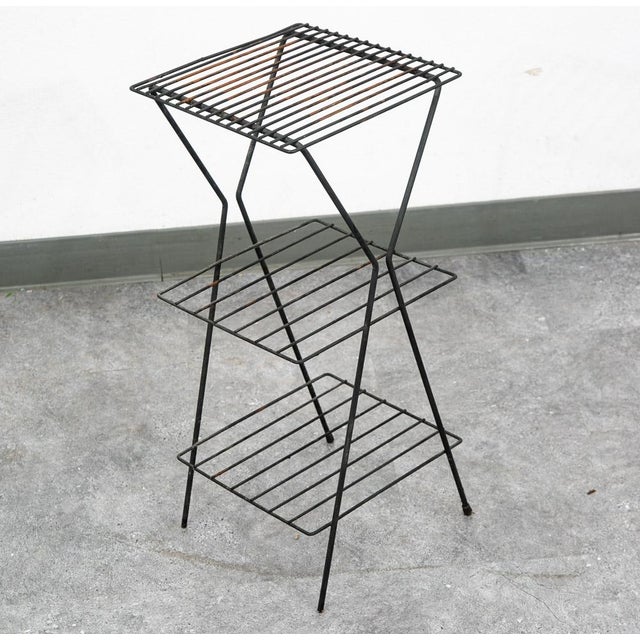 Metal Mid Century Modern Plant Stand Metal Wrought Iron Vintage Outdoor Indoor 3 Tier For Sale - Image 7 of 12