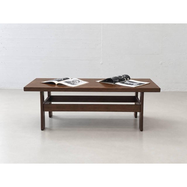 Wood Vintage Scandinavian Coffee Table in Dark Wood, 1970s For Sale - Image 7 of 16