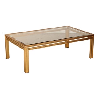 Mid-Century Coffee Table with Bevelled Edge Glass Top by Pierre Vandel, 1970s For Sale