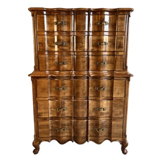 Vintage Mid 20th Century French Provincial Ribbon Chest on Chest Tall Dresser by Union Nation of Ny For Sale
