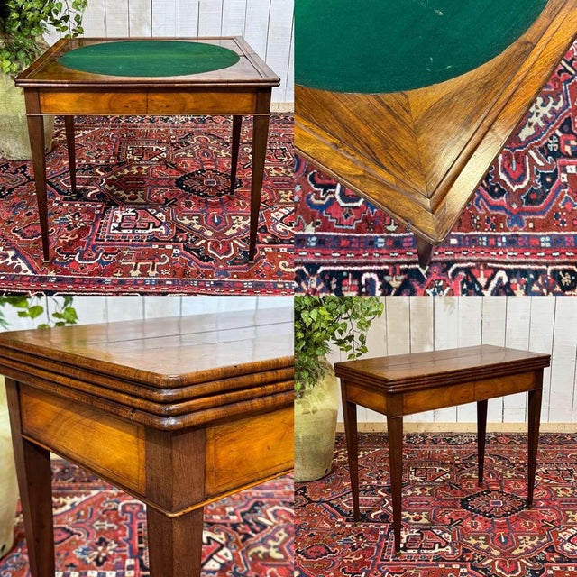 19th century games table in mahogany and walnut - Dimensions closed: L=83cm, D=40cm, H=71cm.