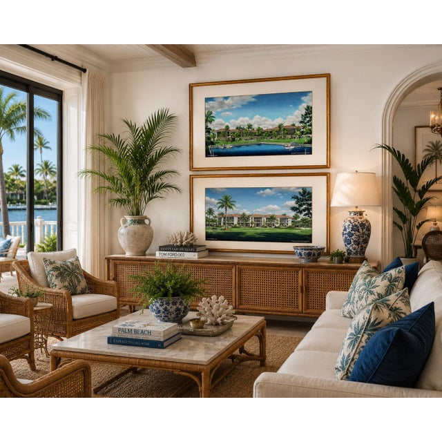 1970s Architectural Renderings Somerset at Moorings, 1970s, Watercolor, Framed, Set of 2 For Sale - Image 5 of 13