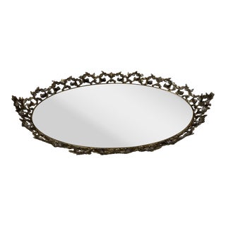 1960s Large Gold Gilt Metal Mirror Vanity Tray For Sale