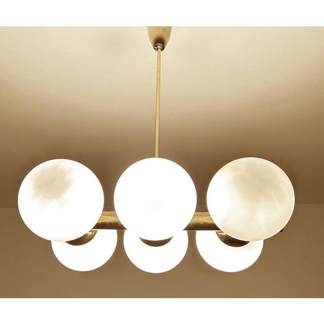 Vintage Glass Globe Pendant Light in the style of Stilnovo, 1950s For Sale - Image 18 of 18