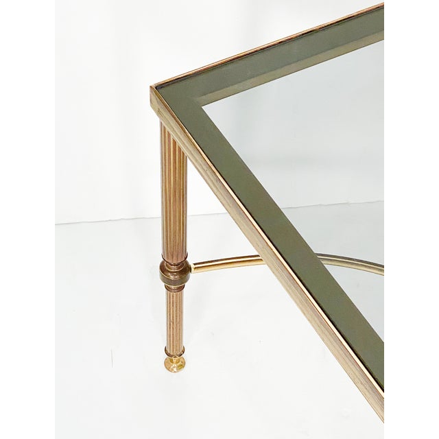 French Modern Square Cocktail or Coffee Low Table of Brass With Smoked Glass Top For Sale - Image 4 of 8
