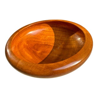 Vintage Mid Century Modern Oversized 16” Turned Wood Bowl For Sale