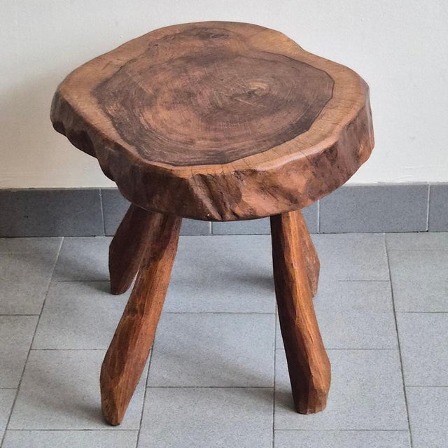 Brutalist Side Table in Oak by Jean Touret for Marolles, 1970s For Sale - Image 12 of 14