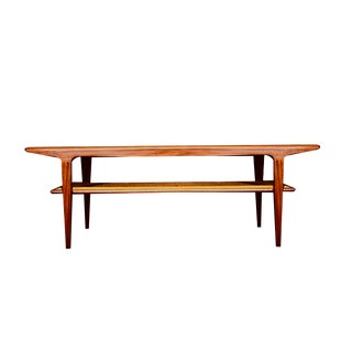 Mid-Century Coffee Table with Rattan Rack by John Herbert for A Younger For Sale