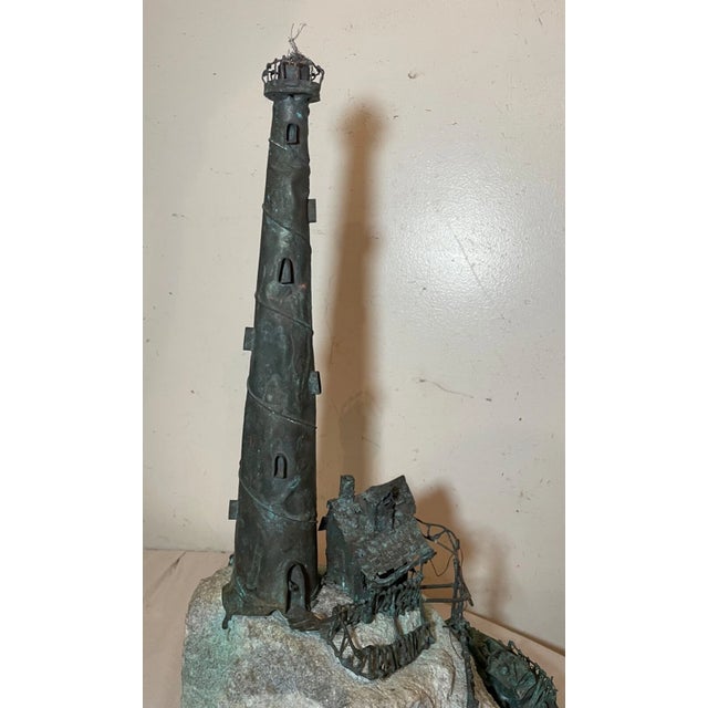 Vintage Jim Lewk Bronze Stone Nautical Lighthouse Brutalist Sculpture Statue Art For Sale - Image 12 of 18