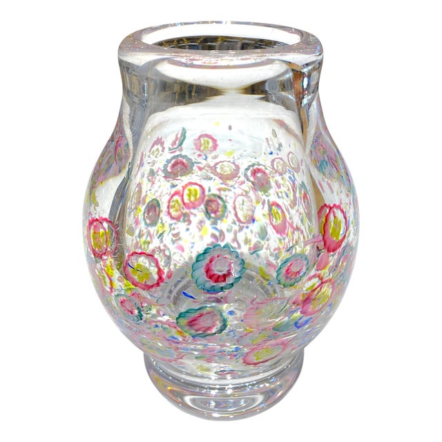 Val Saint-Lambert Rare Charles Graffart for Val Saint Lambert Millefiori Art Crystal Glass Vase, Signed 1950 For Sale - Image 4 of 9