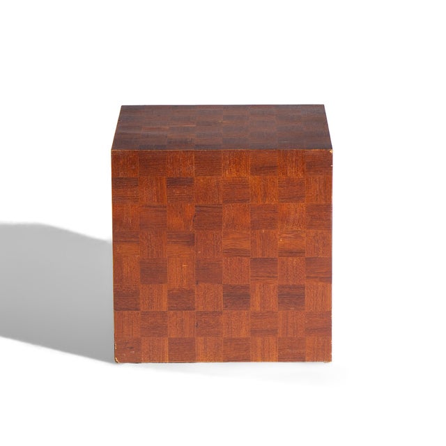 Wood Thayer Coggin Style Mid Century Walnut Parquet Cube End Tables - Pair For Sale - Image 7 of 11