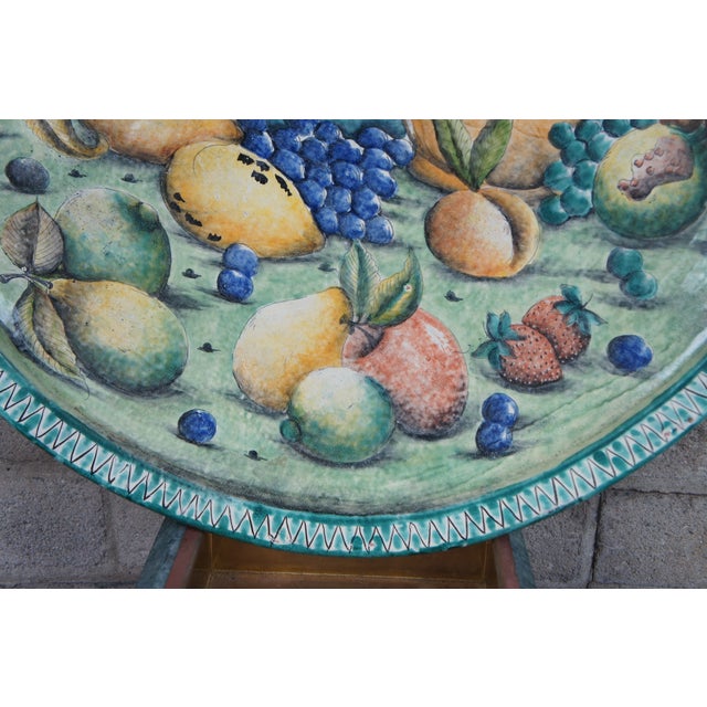 Late 20th Century Mayolica Santa Rosa Mexican Fruit Vessels Still Life Stoneware Charger Plate For Sale - Image 6 of 11