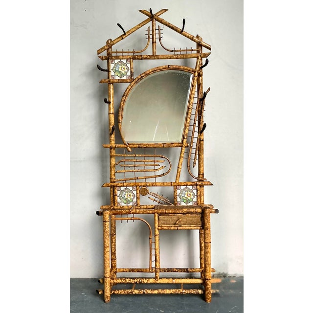 Early 20th Century Vintage Boho Tortoise Bamboo Hall Tree For Sale - Image 5 of 8