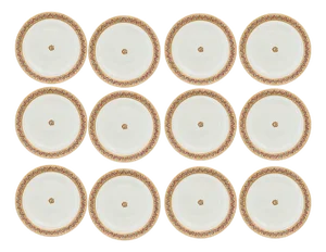 Antique English Worcester Hand-Enameled Dinner Plates, Set of 12
