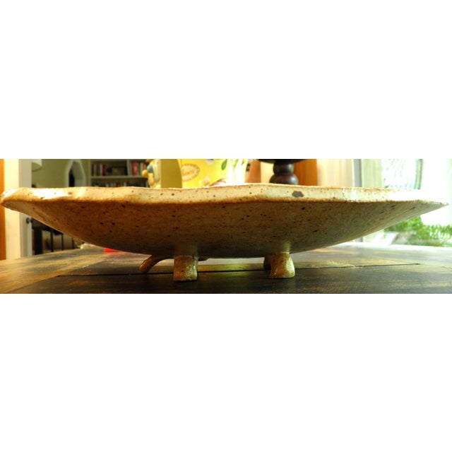 Large Freeform Neutral Pottery Tray With Corn Detailing For Sale In Wichita - Image 6 of 8