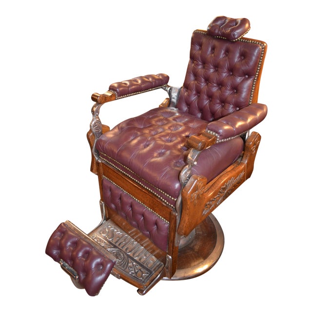Antique Victorian Burgundy Tufted Leather Barber Chair Chairish