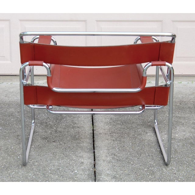 Brown Italian-Made Armchair Inspired by Marcel Breuer Äôs Iconic Wassily Design, 1960s For Sale - Image 8 of 15