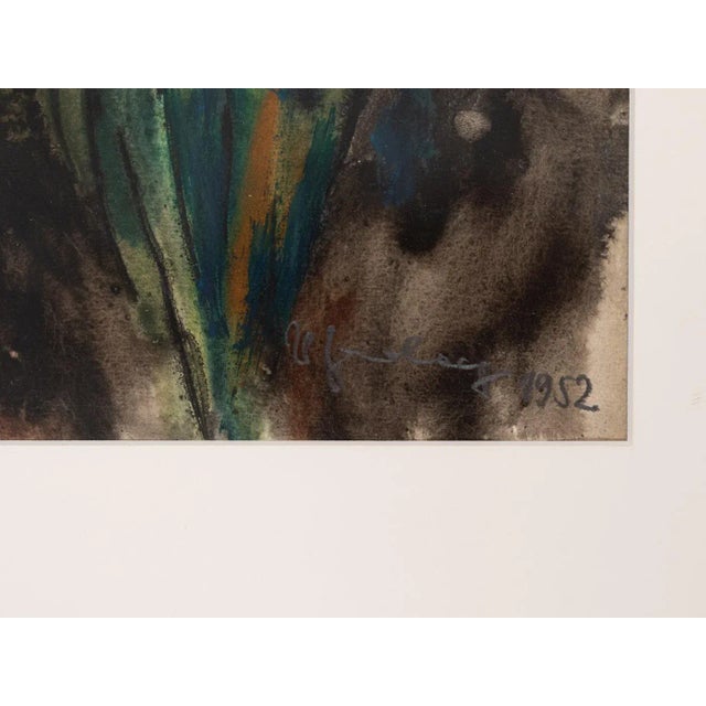 1960s Flower in the Dark, Watercolor on Paper, Framed For Sale - Image 5 of 10