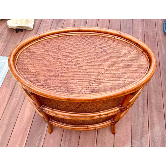 Early 21st Century Palecek Rattan Bamboo 3 Tier Table For Sale - Image 5 of 11