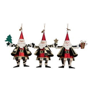 Mackenzie Childs Set of 3 Santa Ornamental For Sale