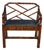 Vintage Chinese Chippendale Faux Tortoise Shell Pierced Trellis Bench Arm Chair For Sale
