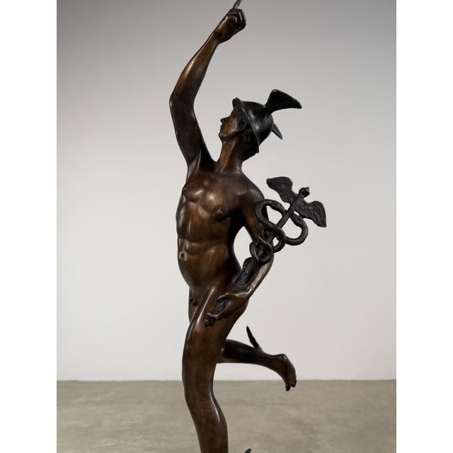 Bronze sculpture of Mercury (Hermes), the swift-footed messenger of the gods. Inspired by 19th-century Grand Tour bronzes...