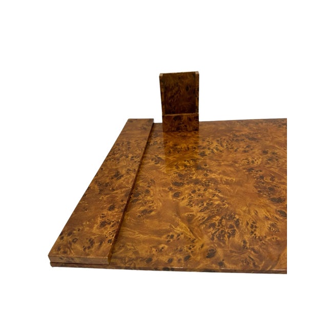 Vintage Faux Burlwood Desk Accessories - 2 Piece Set For Sale - Image 4 of 7