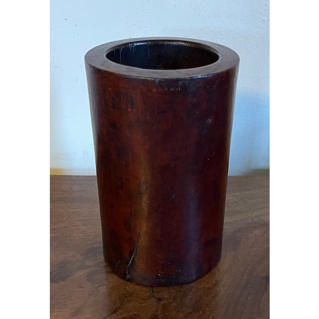 Antique 19rh Century Chinese Carved Wood Brush Pot For Sale In New York - Image 6 of 12