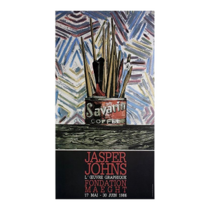 Vintage Original Jasper John Exhibition Lithograph l'Oeuvre Graphique Savarin Can Pop Art Museum Poster Denmark